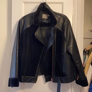 ASOS Curve Faux Leather Biker Jacket with Fur Panels